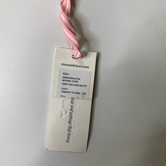 Vineyard Vines Top Womens 3X Plus Multi Tisbury Floral Square Neck Buttoned Cuff - Picture 4 of 10